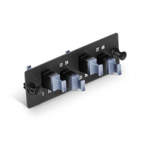 Fiber Adapter Panel with 4 MTP(12/24F) Keyup/Keydown Adapters (Black), Horizontal