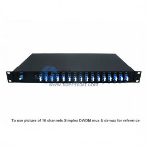 22 channels, Type A, 1RU Rack Mount, Simplex BIDI, Athermal AWG, DWDM Mux & Demux