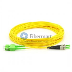 SC/APC to ST/APC Singlemode 9/125 Duplex Fiber Patch Cable