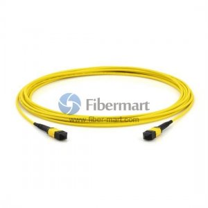 9M 12 Fibers Singlemode MTP Male 0.35dB Trunk Cable, Polarity Type A, LSZH Bunch Yellow