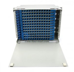 144 Fibers ODF Unit 19'' Rack Mount Distribution Box with pigtail and adapters FM-ODF-144-A