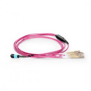 10M MTP Female to 4 LC UPC Duplex 8 Fibers OM4 50/125 Multimode Harness Cable, Polarity B, Elite, LSZH Bunch