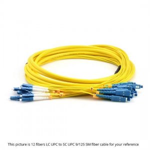 30M SC UPC to ST UPC 9/125 Single Mode 24 Fiber MultiFiber PreTerminated Cable 2.0mm PVC Jacket