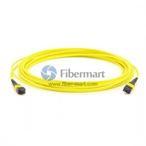 4M 12 Fibers Singlemode MTP Female 0.35dB Trunk Cable, Polarity Type A, LSZH Bunch Yellow