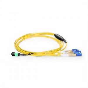 1M MTP Female to 4 LC UPC Duplex 8 Fibers OS2 9/125 Single Mode Harness Cable, Polarity A, Elite, LSZH Bunch