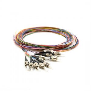 1M 12 Fibers ST/UPC SingleMode ColorCoded Fiber Optic Pigtail, Unjacketed