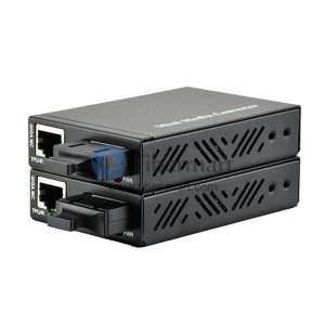 A Pair of 10/100/1000M Single Fiber 1310/1550nm 2KM External Power Supply Mini Gigabit Media Converter