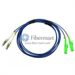 LC/UPC to E2000/APC Duplex Singlemode 9/125 Armored Patch Cable