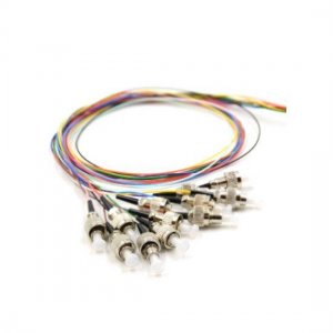 1M 12 Fibers FC/UPC SingleMode ColorCoded Fiber Optic Pigtail, Unjacketed